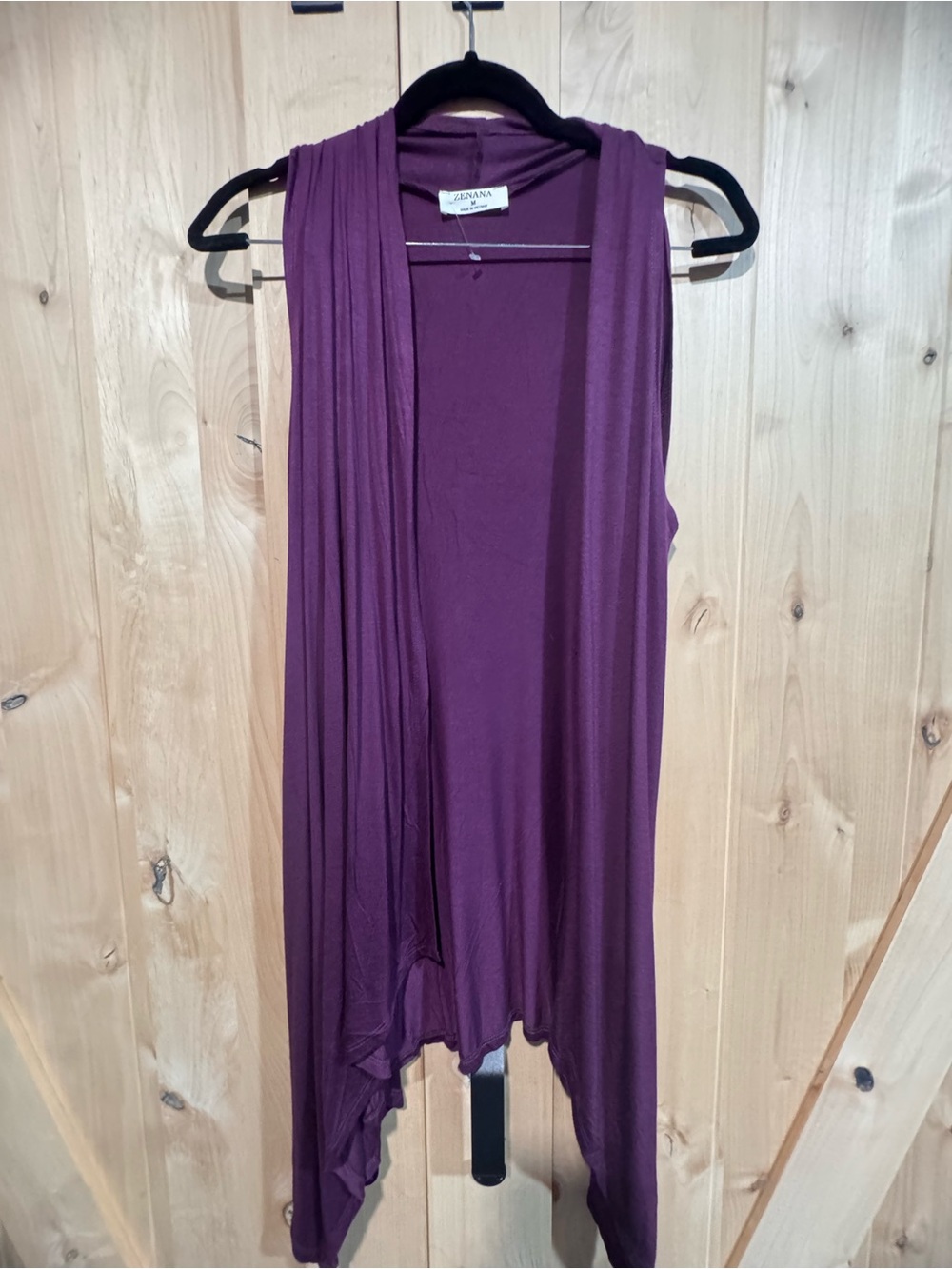 Zenana Purple Sleeveless Drape Cardigan